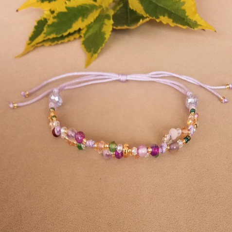 MANILLA EN HILO  LILA CON AMATISTAS