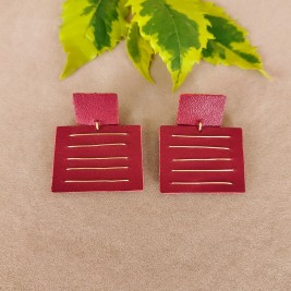 ARETES EN CUERO CON HILOS DE ORO GOLFILLED