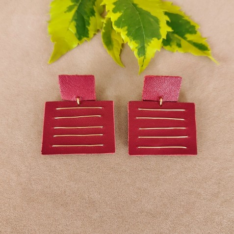 ARETES EN CUERO CON HILOS DE ORO GOLFILLED