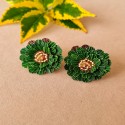 ARETES FLOR VERDE EN AMERO