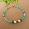 PULSERA EN AGATAS AZUL  Y PERLAS