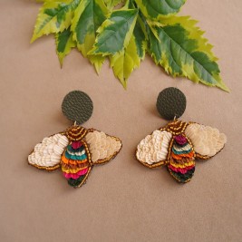 ARETES ABEJAS EN HOJA DE MAIZ