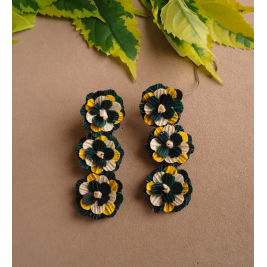 ARETES LARGOS FLORES EN HOJA DE MAIZ