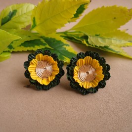ARETES EN HOJA DE MAIZ CON ESPIRAL EN ORO GOLFILLED