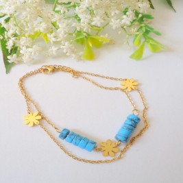 PULSERA EN ACERO Y TURQUESAS