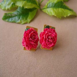 ARETES  FLOR EN AMERO PINTADO