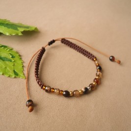 MANILLA  TEJIDA CON  PIEDRA NATURAL JADE MARRON
